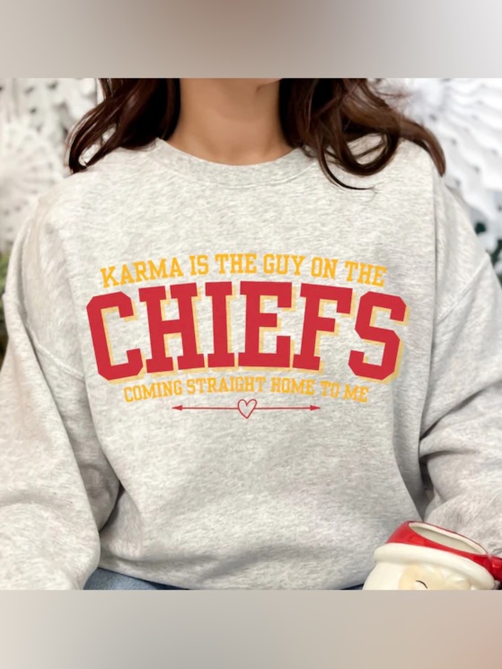 Lock The Label Taylor Swift CHIEFS Heather Gray Crewneck Sweatshirt